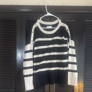 Croft & Barrow Black and Cream Striped Sweater